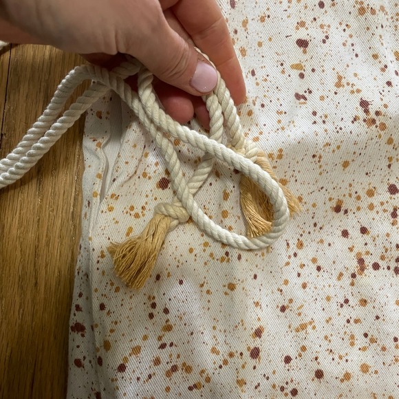 UQNATU Sack Tunic Dress Paint Splatter Cotton Lagenlook Midi Tie Waist Dress NWT - Picture 6 of 7